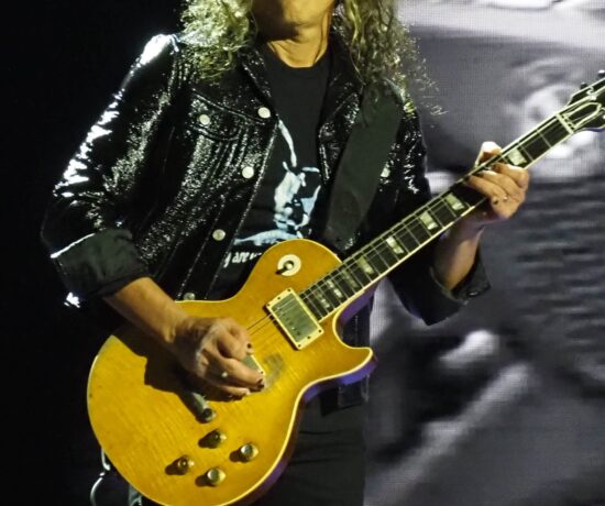Kirk Hammett Metallica Les Paul guitar Marvel Stadium 2025 metal legend