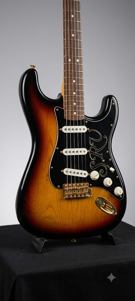 Fender Stevie Ray Vaughan Signature Stratocaster in 3-Color Sunburst with black SRV pickguard and gold hardware